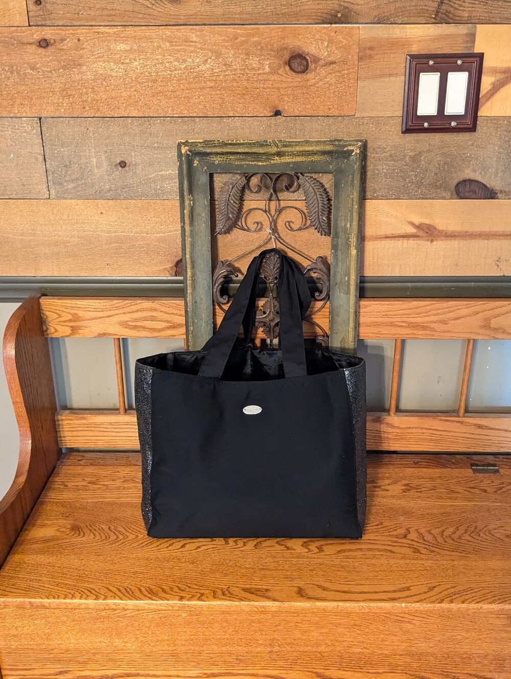Coach Fragrance Black & Silver Glitter Panel Tote Bag - Picture 2 of 9